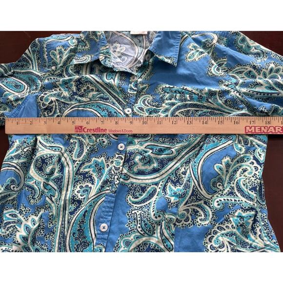 Van Heusen Medium Paisley Button Down Women’s Shirt Career Office Collard Beach - Picture 9 of 9